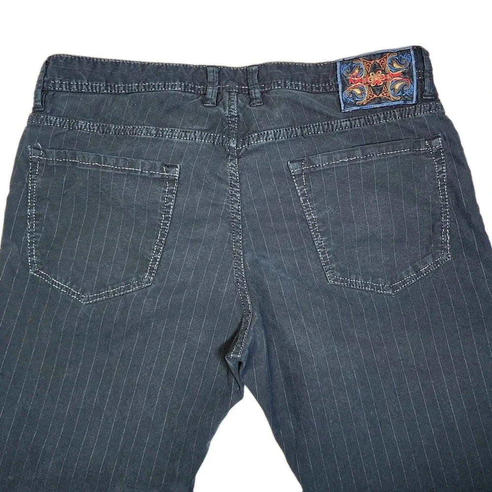 Robert Graham Jeans Mens 34x34 Black Pinstripe Straight Leg Designer Denim 34x33
